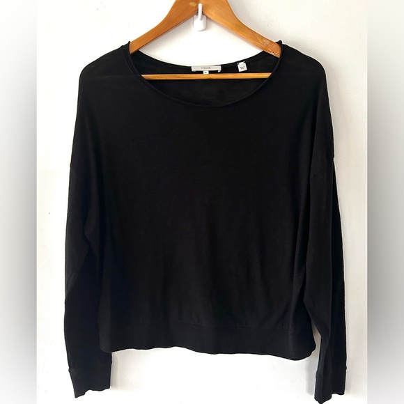 VINCE Minimalist, Black Basic Lightweight Long Sleeve Shirt | Medium - Picture 2 of 6